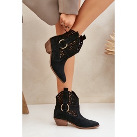 Zazoo 2994 Black Openwork Cowboy Cowboy botas negro 3