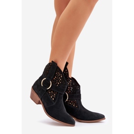 Zazoo 2994 Black Openwork Cowboy Cowboy botas negro 1