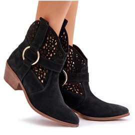 Zazoo 2994 Black Openwork Cowboy Cowboy botas negro 8