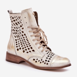 Zazoo 2627 Botas doradas de cuero abierta limpia dorado 4
