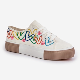 Zapatillas de deporte para mujeres en corazones blancos 4