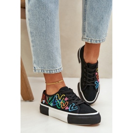 Zapatillas de deporte para mujeres en corazones negros 3