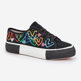 Zapatillas de deporte para mujeres en corazones negros 4