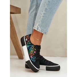 Zapatillas de deporte para mujeres en corazones negros 5