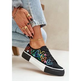 Zapatillas de deporte para mujeres en corazones negros 6