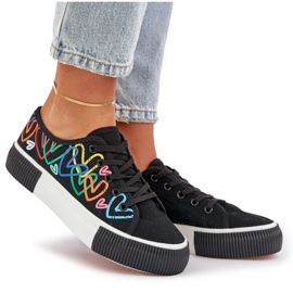 Zapatillas de deporte para mujeres en corazones negros 9