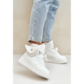 Zapatillas de deporte altas con un bolsillo en la plataforma blanca blanco 2 Zapatillas de deporte altas con un bolsillo en la plataforma blanca blanco 2