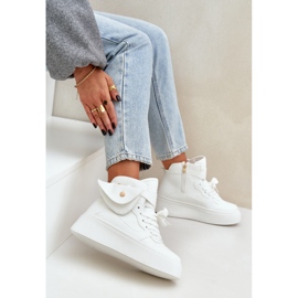 Zapatillas de deporte altas con un bolsillo en la plataforma blanca blanco 6