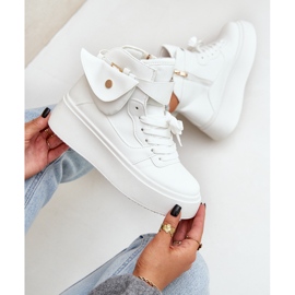 Zapatillas de deporte altas con un bolsillo en la plataforma blanca blanco 9
