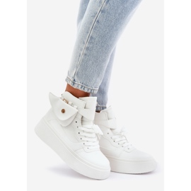 Zapatillas de deporte altas con un bolsillo en la plataforma blanca blanco 1