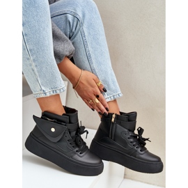 Zapatillas altas con un bolsillo en la plataforma negra negro 6
