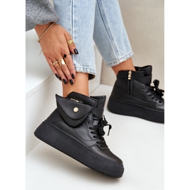 Zapatillas altas con un bolsillo en la plataforma negra negro 7