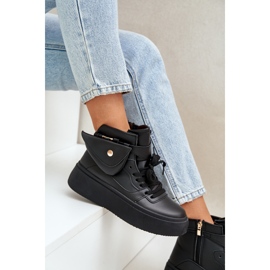 Zapatillas altas con un bolsillo en la plataforma negra negro 8
