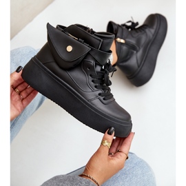 Zapatillas altas con un bolsillo en la plataforma negra negro 9