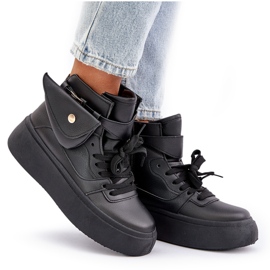 Zapatillas altas con un bolsillo en la plataforma negra negro 10