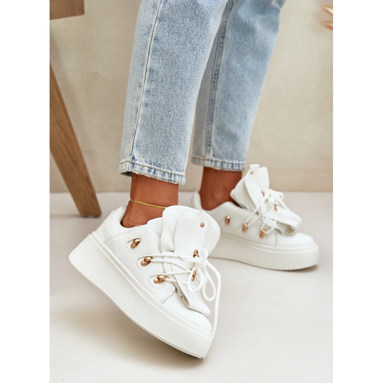 Zapatillas con plataforma para mujer, color blanco 2 Zapatillas con plataforma para mujer, color blanco 2