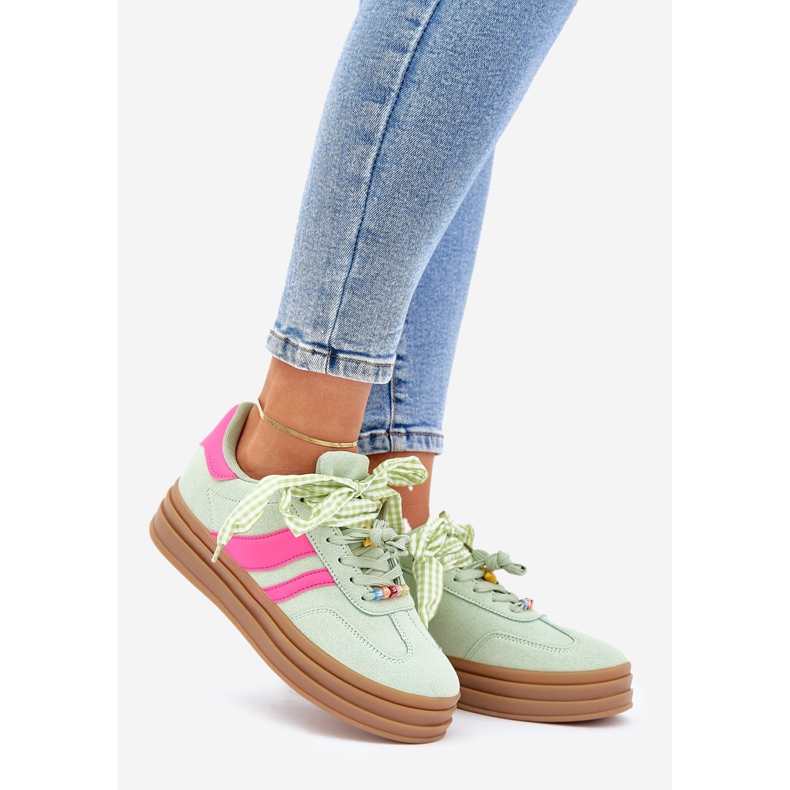 Zapatillas para mujeres con alfileres de menta verde 1