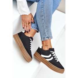 Zapatillas elegantes en la plataforma en blanco y negro 8