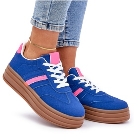 Zapatillas de deporte femeninas en la plataforma de color rosa azul 9