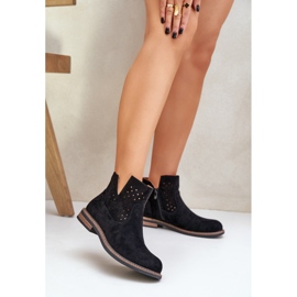 Botas de cañón plano con una parte superior superior de la parte superior de la parte superior negro 2