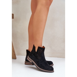 Botas de cañón plano con una parte superior superior de la parte superior de la parte superior negro 3