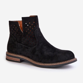 Botas de cañón plano con una parte superior superior de la parte superior de la parte superior negro 4