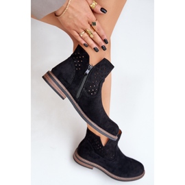 Botas de cañón plano con una parte superior superior de la parte superior de la parte superior negro 8