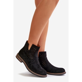 Botas de cañón plano con una parte superior superior de la parte superior de la parte superior negro 1 Botas de cañón plano con una parte superior superior de la parte superior de la parte superior negro 1