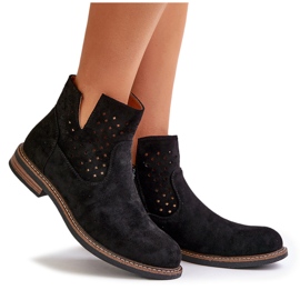Botas de cañón plano con una parte superior superior de la parte superior de la parte superior negro 9
