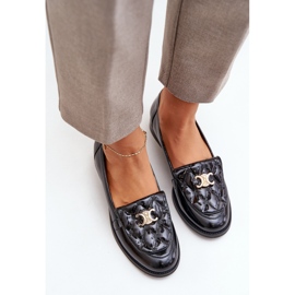 Mocasines barnizados de cuero con una decoración dorada Laura Messi 2927 Negro 5