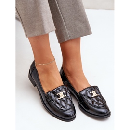 Mocasines barnizados de cuero con una decoración dorada Laura Messi 2927 Negro 7