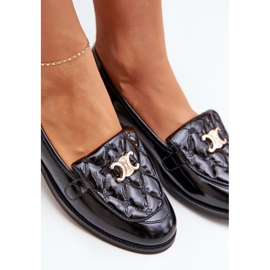 Mocasines barnizados de cuero con una decoración dorada Laura Messi 2927 Negro 8