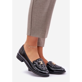 Mocasines barnizados de cuero con una decoración dorada Laura Messi 2927 Negro 1