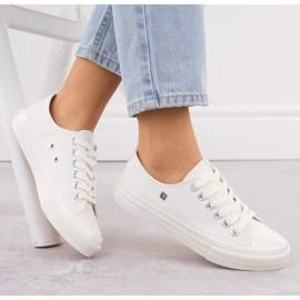 Zapatillas bajas de mujer en textil, blanco Big Star NN274285 4