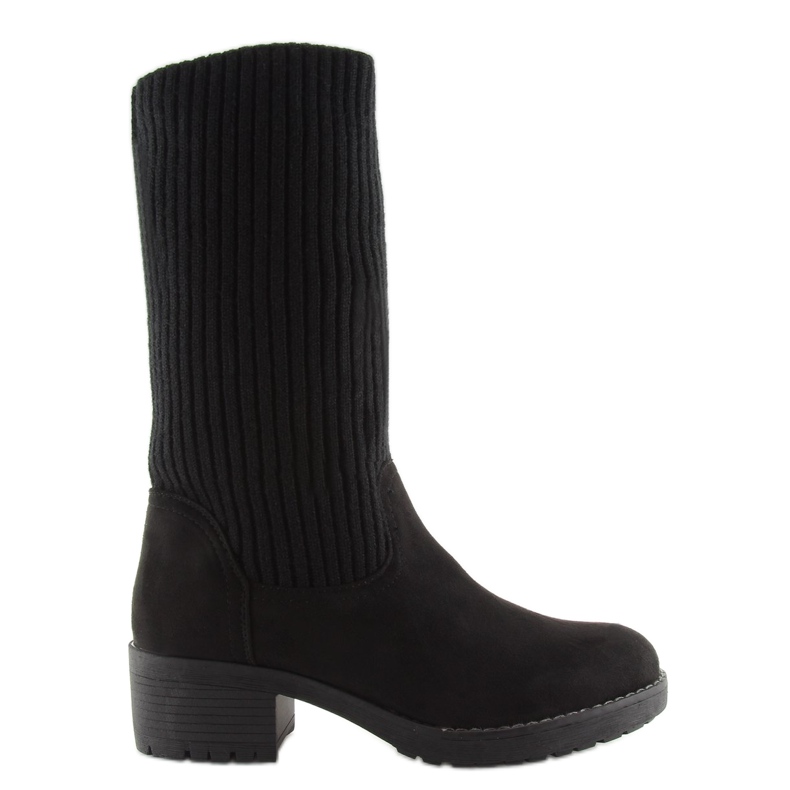 Botines negros con parte superior de punto 2 Botines negros con parte superior de punto 2
