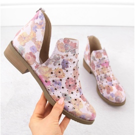 Botas de trabajo de mujer para mujeres insertadas en flores blancas M. Daszyński SA62-102 blanco 4