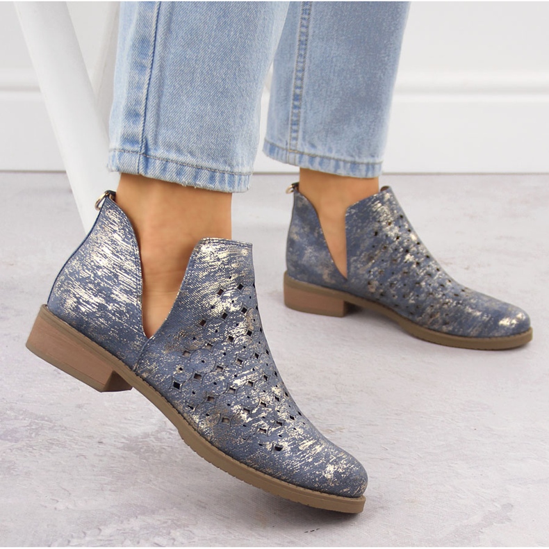 M. DASZYŃSKI Botas para mujeres, limpieza azul abierta m. 2 M. DASZYŃSKI Botas para mujeres, limpieza azul abierta m. 2