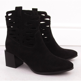 M. DASZYŃSKI Botas para mujeres en la publicación de ante Openwork Black Open negro 2