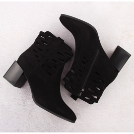 M. DASZYŃSKI Botas para mujeres en la publicación de ante Openwork Black Open negro 3