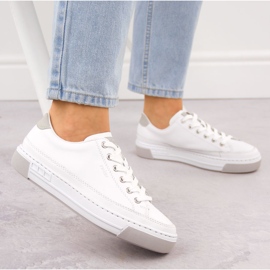 Rieker blanco L8847-80 zapatos deportivos de cuero para mujeres 12