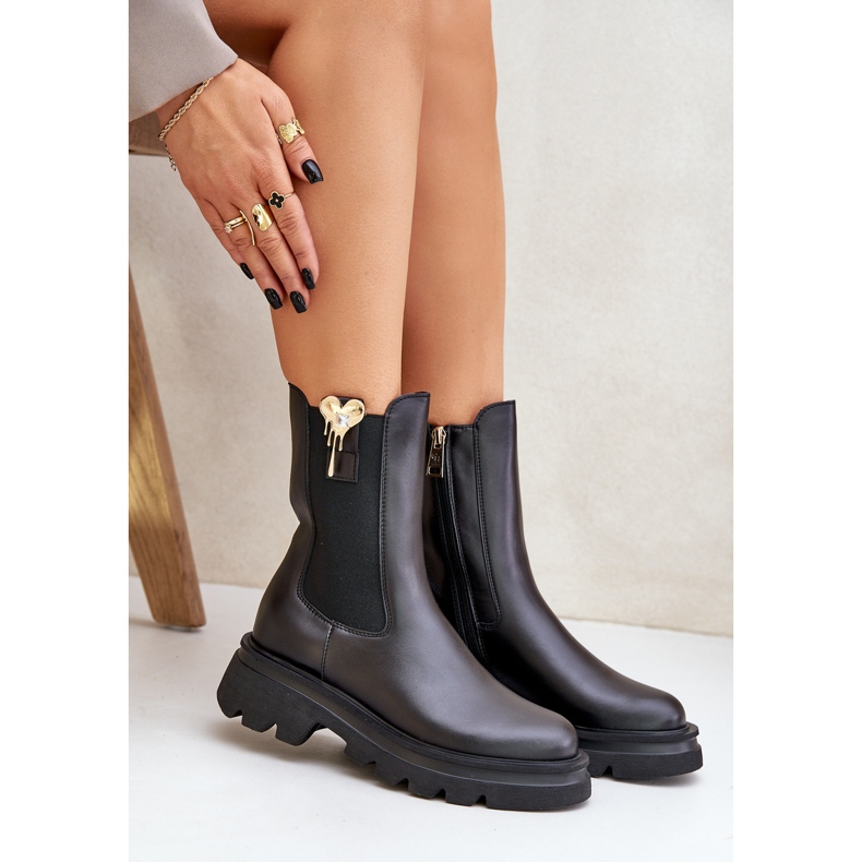 Botas Chelsea de Piel con Decoración CheBello 4537 Negro 2