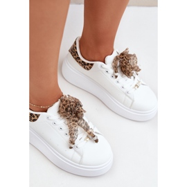 Zapatillas de deporte para mujeres en la plataforma con leopardo estampado blanco 6
