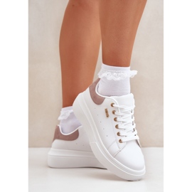 Zapatillas para mujeres en la plataforma Eco Leather White blanco 5