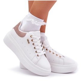 Zapatillas para mujeres en la plataforma Eco Leather White blanco 9