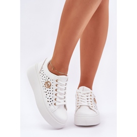 Zapatillas de zapatillas con detalles dorados blancos 5