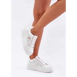 Zapatillas de zapatillas con detalles dorados blancos 4