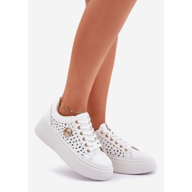 Zapatillas de zapatillas con detalles dorados blancos 1
