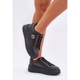 Zapatillas de zapatillas con detalles dorados negros 2