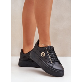 Zapatillas de zapatillas con detalles dorados negros 6