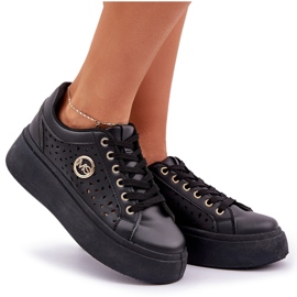 Zapatillas de zapatillas con detalles dorados negros 10